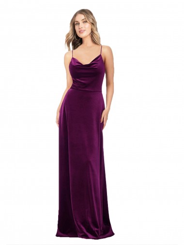 Draped Neckline Spaghetti Straps Velvet Prom Dress Australia