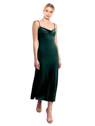 Midi Length Cowl Neck Velvet Slip Cocktail Prom Dress / Homecoming Dress Australia