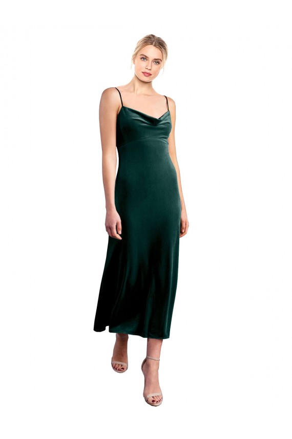 Midi Length Cowl Neck Velvet Slip Cocktail Prom Dress / Homecoming Dress Australia