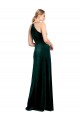 Long Jewel Neck Full Length Velvet Prom Dress with Side Slit Australia