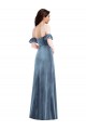 Ruffle Sleeve Off the Shoulder Velvet Maxi Prom Dress Australia