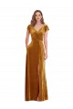 Cap Sleeve Faux Wrap Velvet Maxi Prom Dress with Pockets Australia