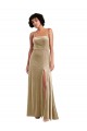 Square Neck Velvet Maxi Prom Dress with Front Slit & Pockets Australia