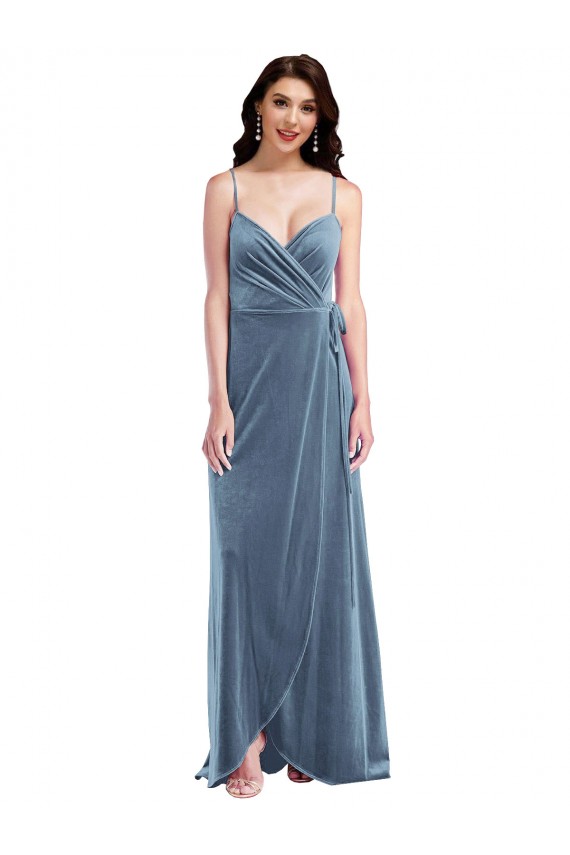 Velvet Wrap Maxi Prom Dress with Pockets Australia