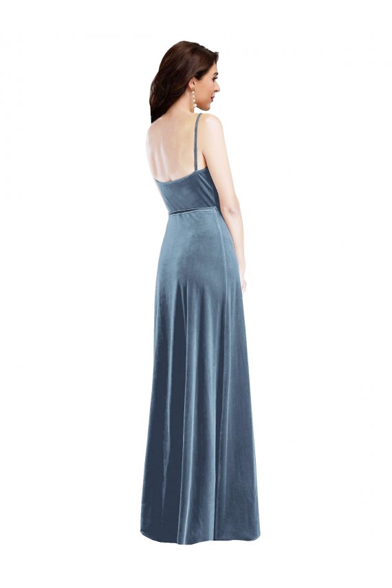 Velvet Wrap Maxi Prom Dress with Pockets Australia