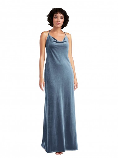Cowl Neck Velvet Maxi Slip Prom Dress Australia