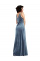 Floor Length Cowl Neck Long Stretch Velvet Maxi Prom Dress Australia