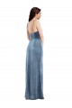 Spaghetti Strap Velvet Maxi Prom Dress with Draped Skirt Australia