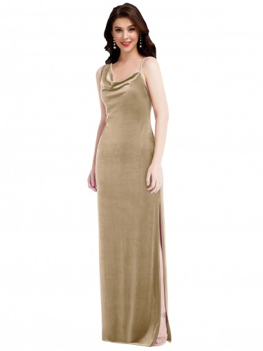 Asymmetrical One Shoulder Velvet Maxi Slip Prom Dress Australia