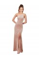 One Shoulder Stretch Velvet Prom Dress with Front Slit Australia