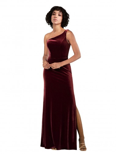 One Shoulder Floor-Length Velvet Prom Dress Australia
