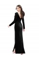Long Sleeves Velvet Prom Dress with V-Neckline and Thigh Slit Australia