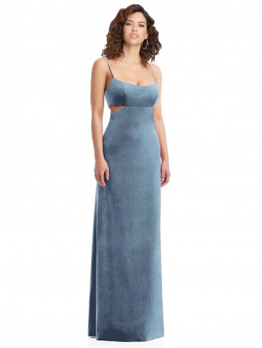 Spaghetti Strap Long Full Length Velvet Maxi Prom Dress Australia