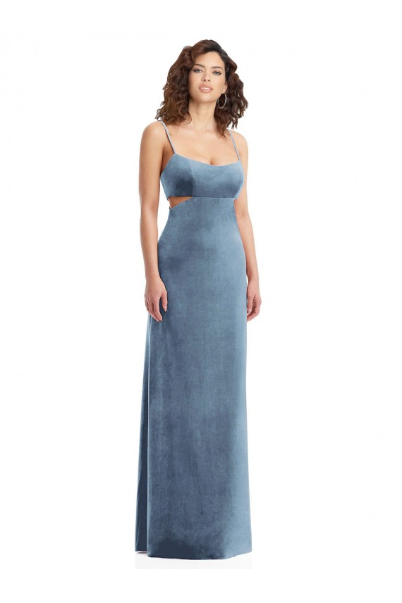 Spaghetti Strap Long Full Length Velvet Maxi Prom Dress Australia