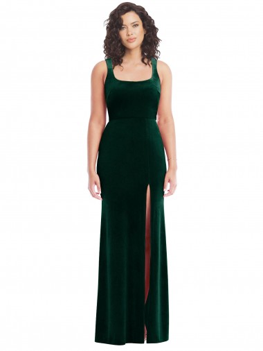 Square Neck Long Velvet Maxi Prom Dress Australia