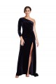 One Sleeve Long Velvet Prom Dress with Thigh High Split Australia