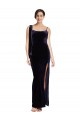 Long Velvet Prom Dress with Side Thigh Split and Shoulder Tie Australia