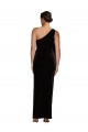 One Shoulder Long Velvet Prom Dress with Side Split and Shoulder Tie Australia
