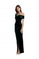 Long Asymmetric Neckline Ruched Velvet Prom Dress Australia