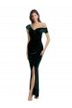 Long Asymmetric Neckline Ruched Velvet Prom Dress Australia