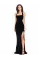 Halter Neck Wide Straps Long Velvet Prom Dress with Side Split Australia