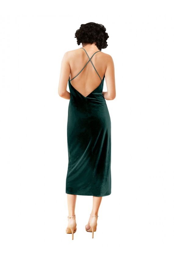 Midi Length Sleek Cowl Neckline Short Velvet Cocktail Prom Dress / Homecoming Dress Australia