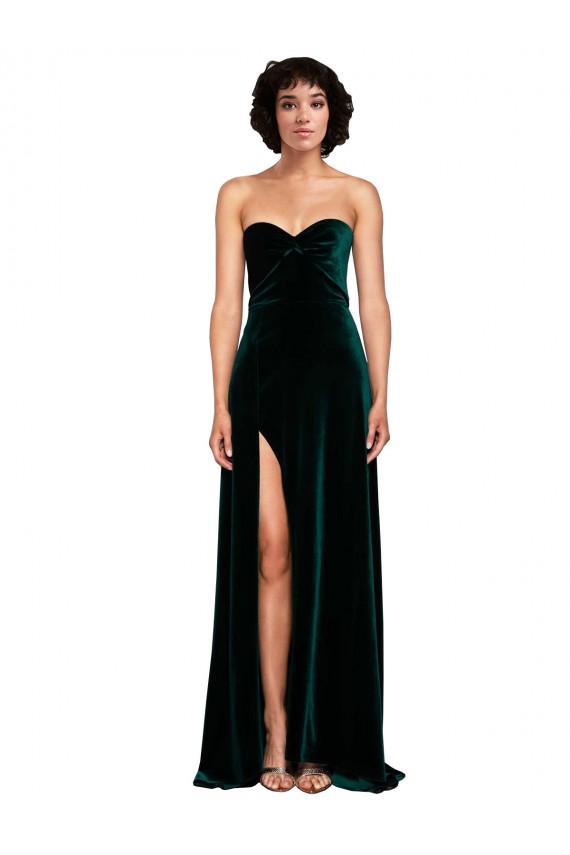 Sweetheart Fluid Velvet Prom Dress with High Split Australia