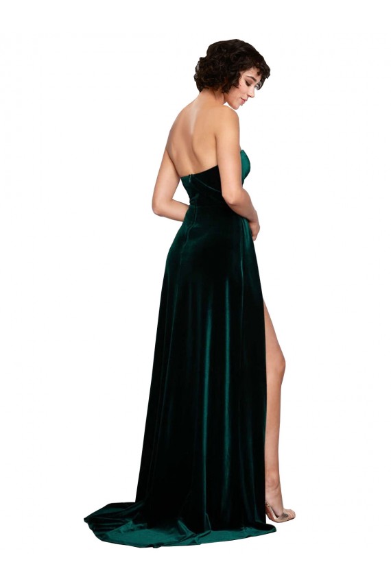 Sweetheart Fluid Velvet Prom Dress with High Split Australia